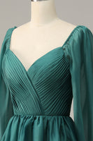 Load image into Gallery viewer, Off the Shoulder Long Sleeves Prom Dress with Ruffles