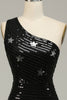 Load image into Gallery viewer, Mermaid One Shoulder Black Sequins Long Prom Dress with Star
