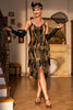 Load image into Gallery viewer, Spaghetti Straps Black Golden Party Dress with Fringes