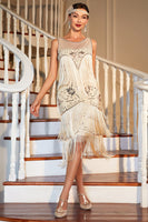 Load image into Gallery viewer, Fringed Champagne Sparkly Great Gatsby Dress for Party