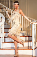 Load image into Gallery viewer, Fringed Champagne Sparkly Great Gatsby Dress for Party