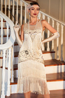 Load image into Gallery viewer, Fringed Champagne Sparkly Great Gatsby Dress for Party
