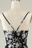 Load image into Gallery viewer, Black White Flower Boho Chiffon Bridesmaid Dress