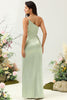 Load image into Gallery viewer, One Shoulder Satin Ruffles Wedding Guest Dress with Slit