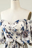Load image into Gallery viewer, White Blue Flower Boho Bridesmaid Dress
