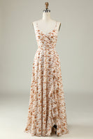 Load image into Gallery viewer, White Floral Boho Bridesmaid Dress with Ruffles