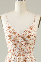 Load image into Gallery viewer, White Floral Boho Bridesmaid Dress with Ruffles