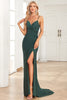 Load image into Gallery viewer, Dark Green Spaghetti Straps Mermaid Prom Dress with Beading