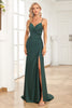 Load image into Gallery viewer, Dark Green Spaghetti Straps Mermaid Prom Dress with Beading