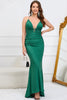 Load image into Gallery viewer, Mermaid Spaghetti Straps Dark Green Plus Size Prom Dress with Criss Cross Back