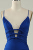 Load image into Gallery viewer, Mermaid Spaghetti Straps Dark Green Plus Size Prom Dress with Criss Cross Back