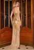 Load image into Gallery viewer, Stunning Mermaid Spaghetti Straps Golden Long Prom Dress with Split Front