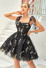 Load image into Gallery viewer, A Line Spaghetti Straps Black Short Homecoming Dress with Appliques