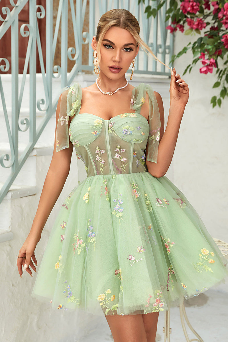 Load image into Gallery viewer, A Line Spaghetti Straps Black Short Homecoming Dress with Appliques