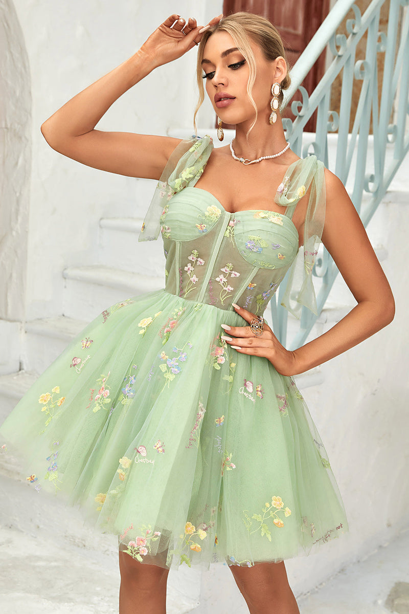 Load image into Gallery viewer, A Line Spaghetti Straps Black Short Homecoming Dress with Appliques