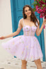 Load image into Gallery viewer, A Line Spaghetti Straps Black Short Homecoming Dress with Appliques