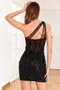 Load image into Gallery viewer, Sparkly Black Corset Sequins Tight Short Prom Dress