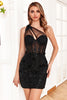 Load image into Gallery viewer, Sparkly Black Corset Sequins Tight Short Prom Dress