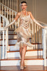 Load image into Gallery viewer, Spaghetti Straps Champagne Fringed Sequins Great Gatsby Dress