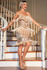 Load image into Gallery viewer, Spaghetti Straps Champagne Fringed Sequins Great Gatsby Dress