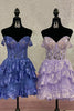 Load image into Gallery viewer, Sparkly Navy Corset Tiered Lace A-Line Short Homecoming Dress