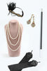 Load image into Gallery viewer, Sparkly Black Sequined 1920s Flapper Dress with 20s Accessories