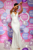 Load image into Gallery viewer, White Sparkly Mermaid Prom Dress with Feathers