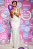 Load image into Gallery viewer, White Sparkly Mermaid Prom Dress with Feathers