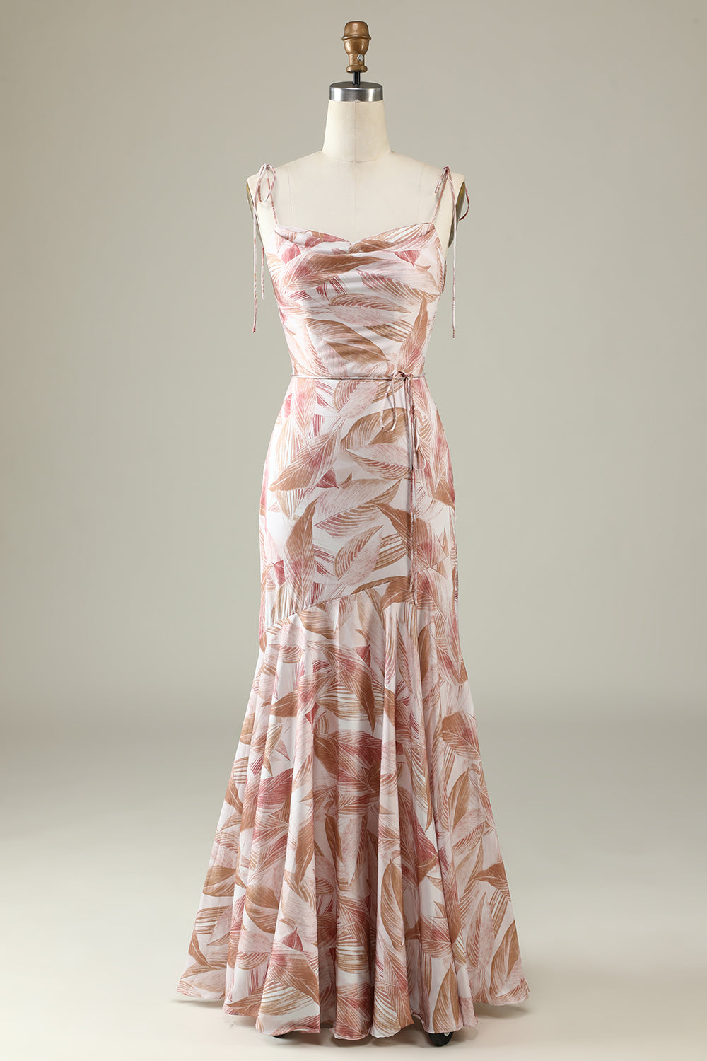 Blush Floral Boho Mermaid Bridesmaid Dress