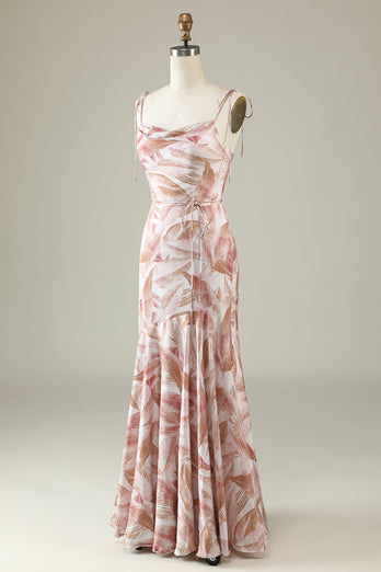 Blush Floral Boho Mermaid Bridesmaid Dress