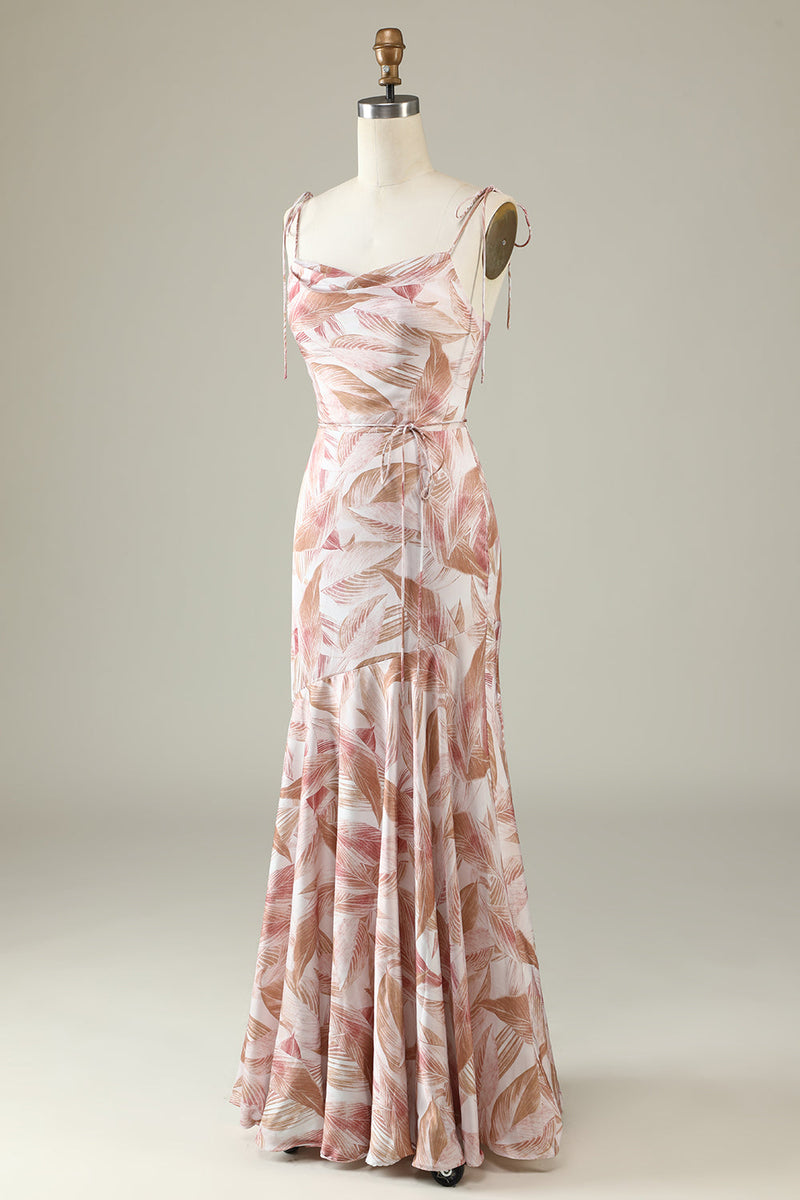Load image into Gallery viewer, Blush Floral Boho Mermaid Bridesmaid Dress