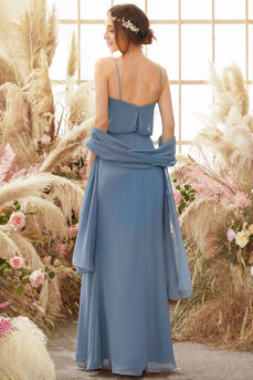 Baby Blue Long Chiffon Bridesmaid Dress