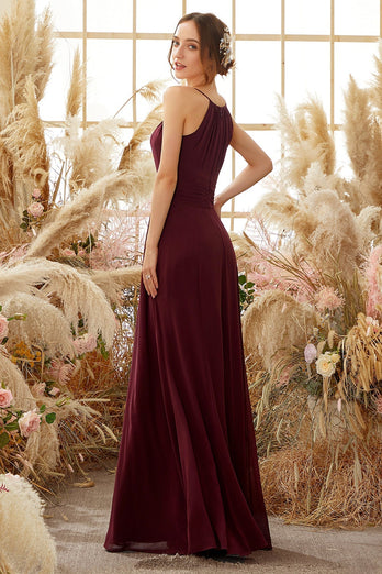Elegant Burgundy Chiffon Bridesmaid Dress