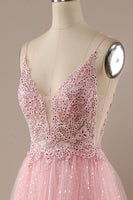 Load image into Gallery viewer, Pink Beading Tulle Princess Prom Dress