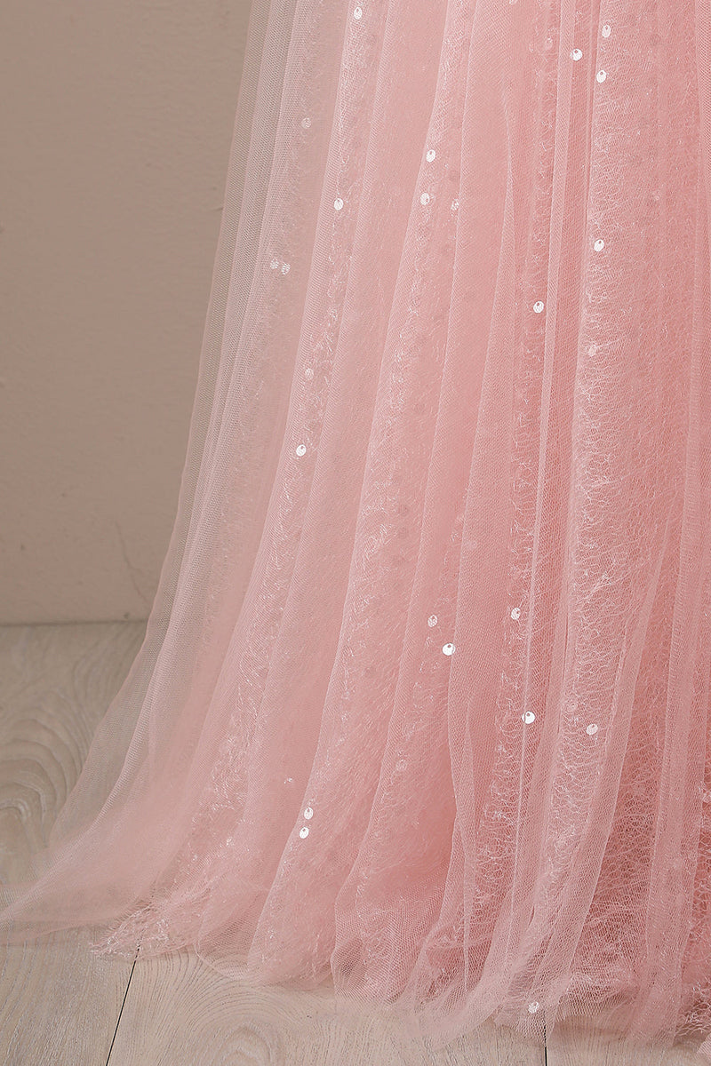 Load image into Gallery viewer, Pink Beading Tulle Princess Prom Dress