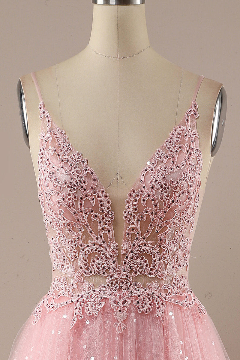 Load image into Gallery viewer, Pink Beading Tulle Princess Prom Dress
