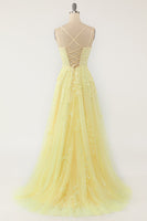 Load image into Gallery viewer, Yellow Spaghetti Straps Prom Dress
