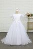 Load image into Gallery viewer, White Tulle Floor Length Flower Girl Dress