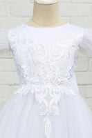 Load image into Gallery viewer, White Tulle Floor Length Flower Girl Dress