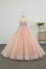 Load image into Gallery viewer, Pink Tulle Spaghetti Straps Flower Girl Dress