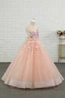 Load image into Gallery viewer, Pink Tulle Spaghetti Straps Flower Girl Dress