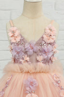 Load image into Gallery viewer, Pink Tulle Spaghetti Straps Flower Girl Dress