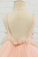Load image into Gallery viewer, Pink Tulle Spaghetti Straps Flower Girl Dress