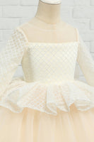 Load image into Gallery viewer, Apricot High-low Flower Girl Dress with Bow