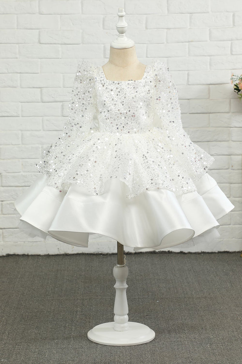 Load image into Gallery viewer, Ivory Sequins Flower Girl Dress with Bow