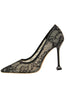 Load image into Gallery viewer, Black Lace Stiletto Pointy Heels