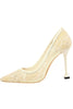 Load image into Gallery viewer, Black Lace Stiletto Pointy Heels