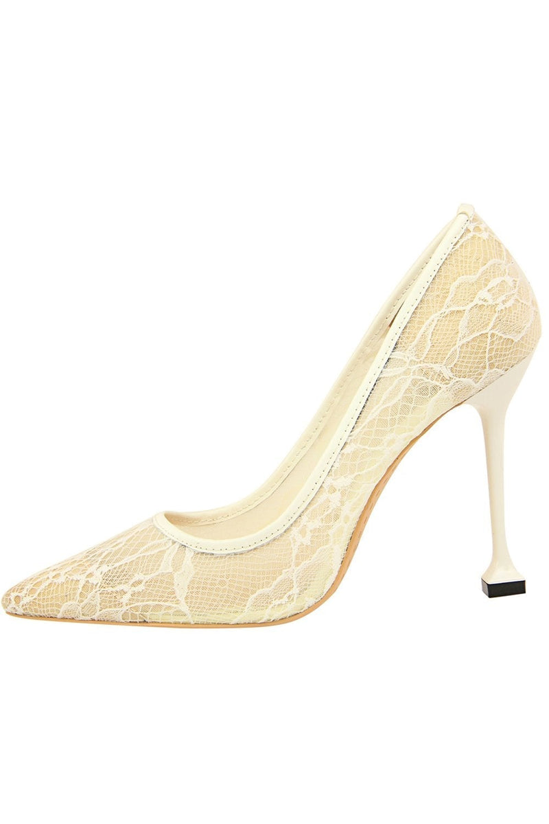 Load image into Gallery viewer, Black Lace Stiletto Pointy Heels