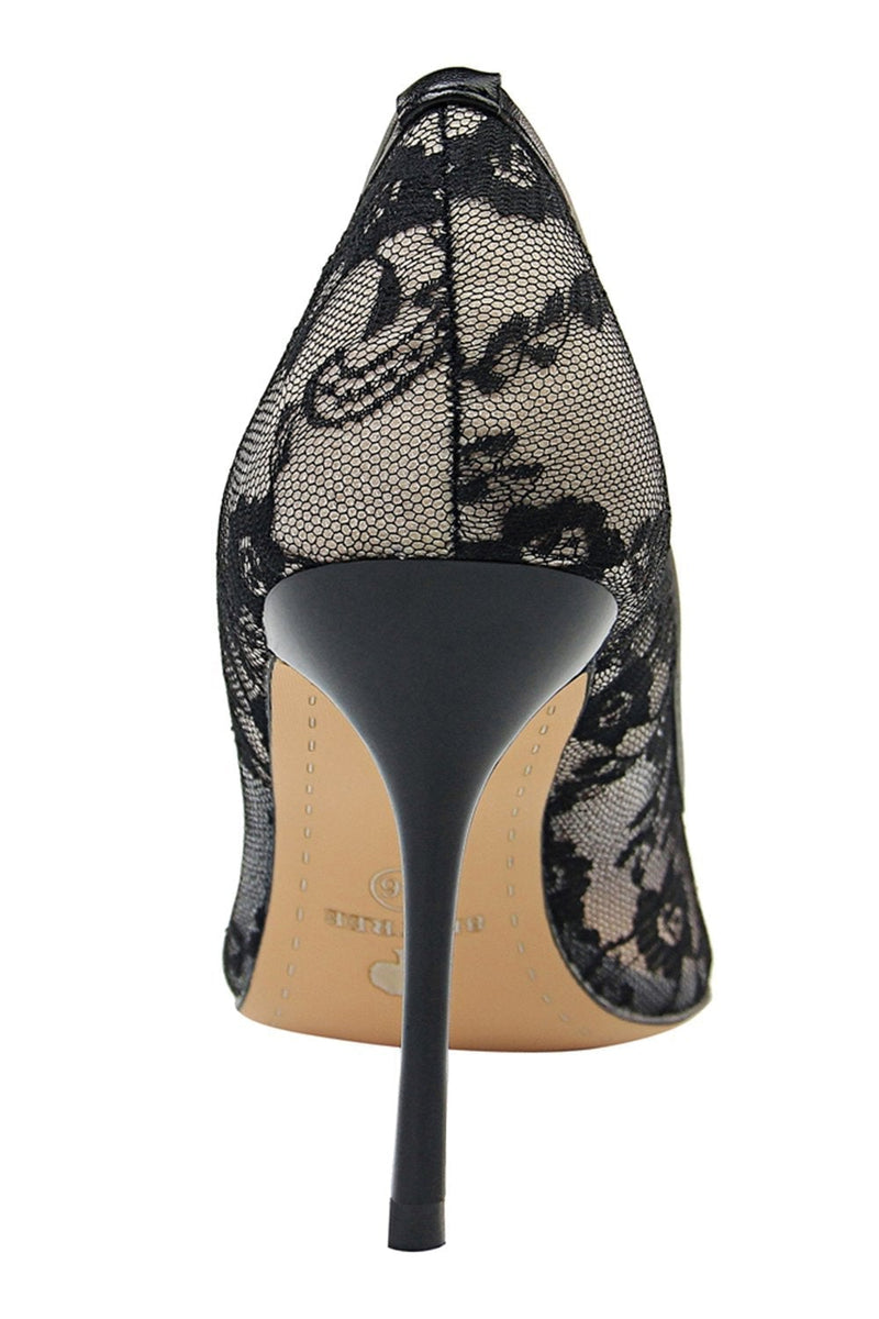 Load image into Gallery viewer, Black Flower Lace Stiletto Heels