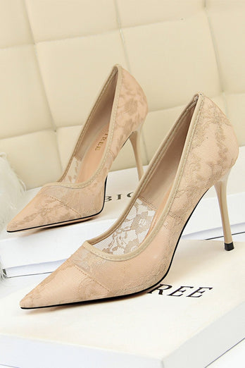 Black Flower Lace Stiletto Heels